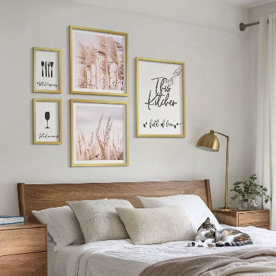 Set of 5 wall art pieces Boho kitchen love cooking
