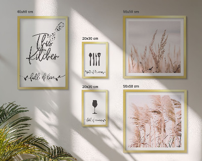 Set of 5 wall art pieces Boho kitchen love cooking