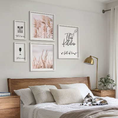 Set of 5 wall art pieces Boho kitchen love cooking