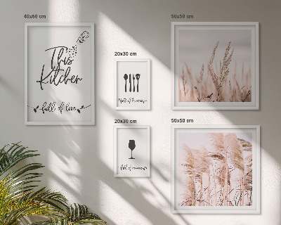 Set of 5 wall art pieces Boho kitchen love cooking