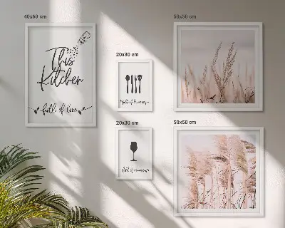 Boho kitchen wall art set set of five love cooking themed pieces