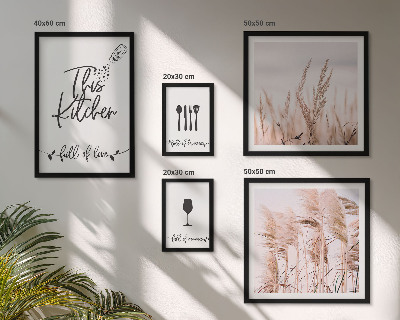 Set of 5 wall art pieces Boho kitchen love cooking