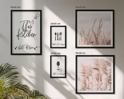 Boho kitchen wall art set set of five love cooking themed pieces