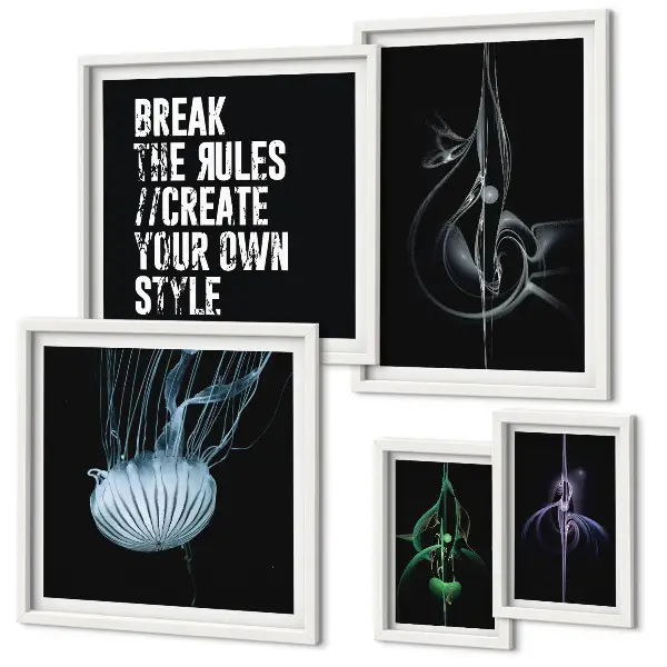 Framed photo set with abstract creative motifs