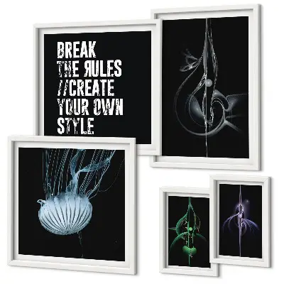 Framed photo set with abstract creative motifs