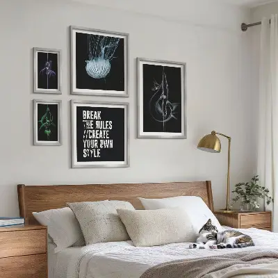 Framed photo set with abstract creative motifs