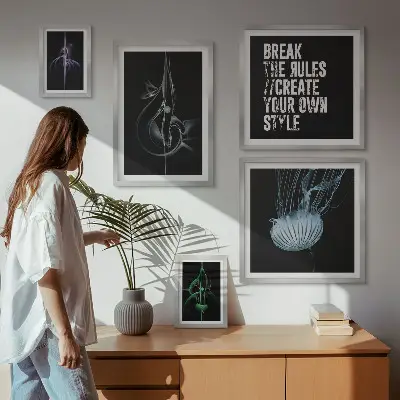 Framed photo set with abstract creative motifs