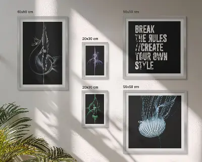 Framed photo set with abstract creative motifs