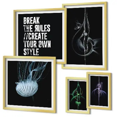 Framed photo set with abstract creative motifs