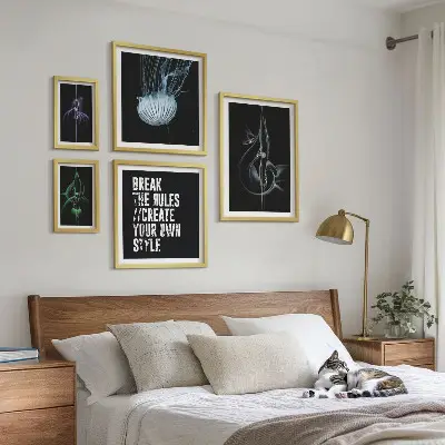 Framed photo set with abstract creative motifs