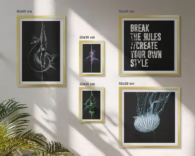 Framed photo set with abstract creative motifs