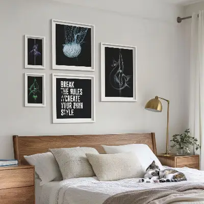 Framed photo set with abstract creative motifs