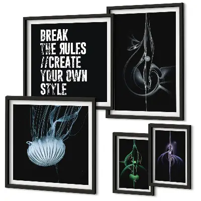 Framed photo set with abstract creative motifs
