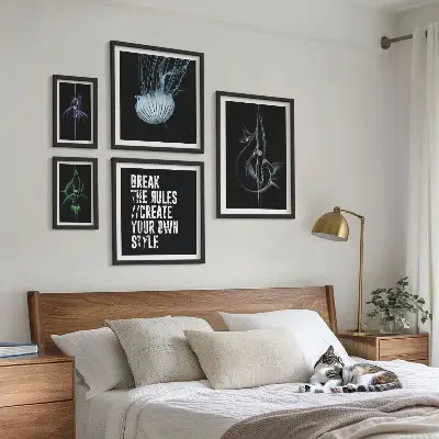 Framed photo set with abstract creative motifs