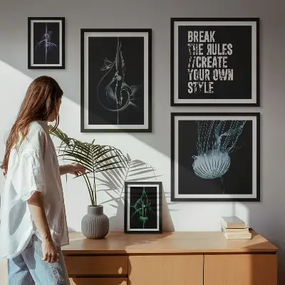 Framed photo set with abstract creative motifs