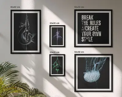 Framed photo set with abstract creative motifs