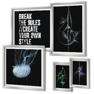 Framed photo set with abstract creative motifs