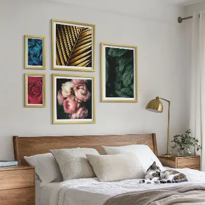 Plant floral motifs wall art set of 5 pieces