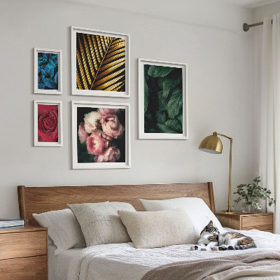 Set of 5 wall art pieces Plant floral motifs
