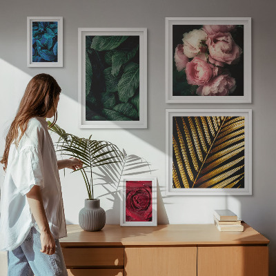 Set of 5 wall art pieces Plant floral motifs