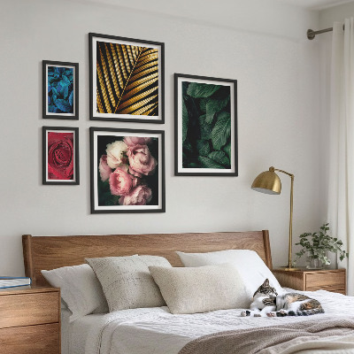 Set of 5 wall art pieces Plant floral motifs