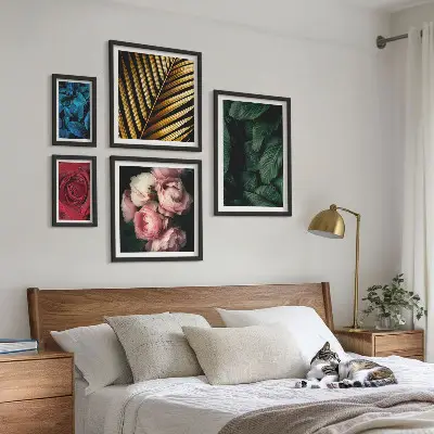Plant floral motifs wall art set of 5 pieces