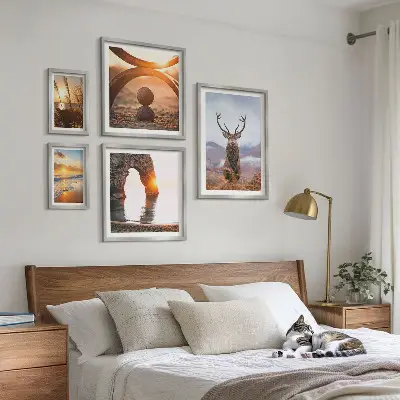 Framed Photo Set featuring a harmonious nature and wild animal scene