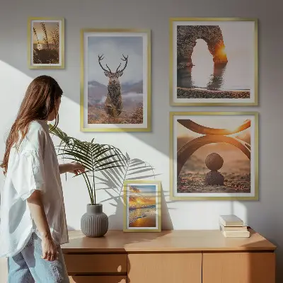 Framed Photo Set featuring a harmonious nature and wild animal scene