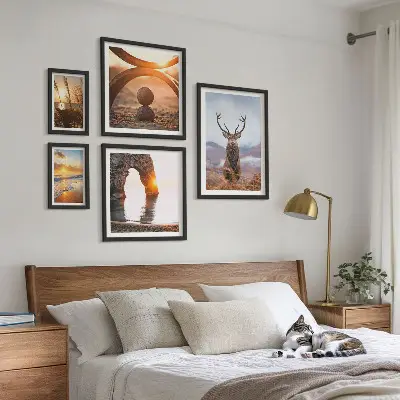 Framed Photo Set featuring a harmonious nature and wild animal scene