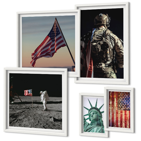 Set of 5 wall art pieces American symbolism of history