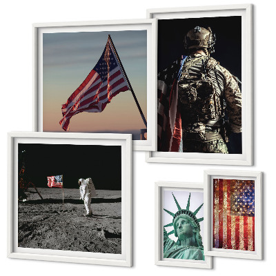 Set of 5 wall art pieces American symbolism of history