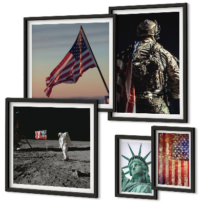 Set of 5 wall art pieces American symbolism of history