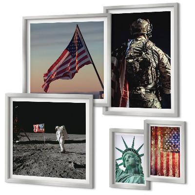 Set of 5 wall art pieces American symbolism of history