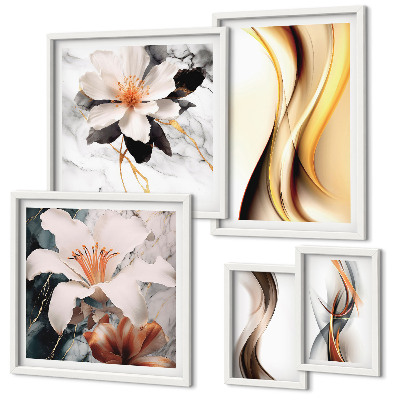 Framed photo set Stylish abstract flowers