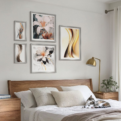 Framed photo set Stylish abstract flowers