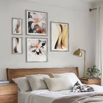 Framed abstract flower photo set stylish
