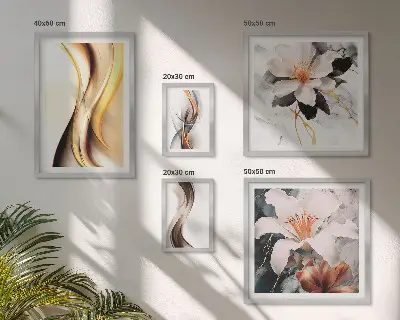 Framed abstract flower photo set stylish