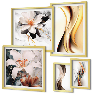 Framed photo set Stylish abstract flowers