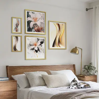 Framed abstract flower photo set stylish