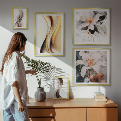 Framed photo set Stylish abstract flowers