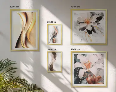 Framed abstract flower photo set stylish