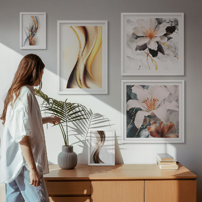 Framed photo set Stylish abstract flowers