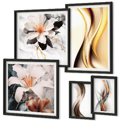 Framed photo set Stylish abstract flowers