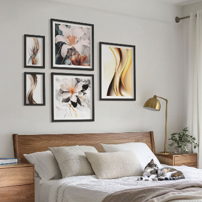 Framed photo set Stylish abstract flowers