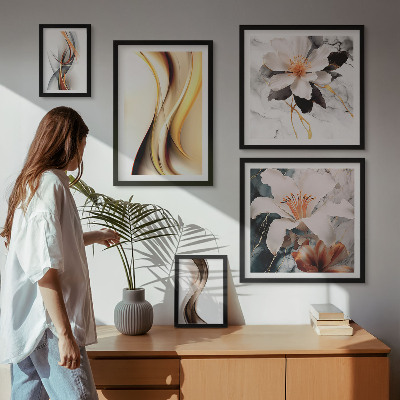 Framed photo set Stylish abstract flowers