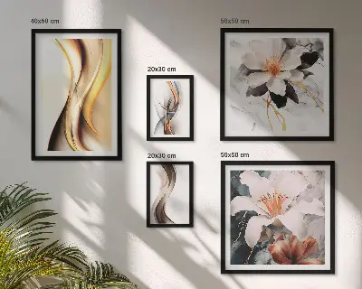 Framed abstract flower photo set stylish