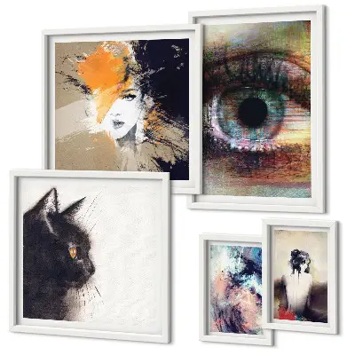 Modern abstract portrait wall art set set of 5 pieces