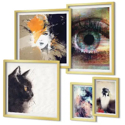 Modern abstract portrait wall art set set of 5 pieces