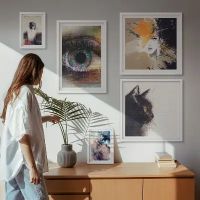 Modern abstract portrait wall art set set of 5 pieces