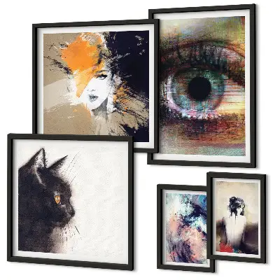 Modern abstract portrait wall art set set of 5 pieces
